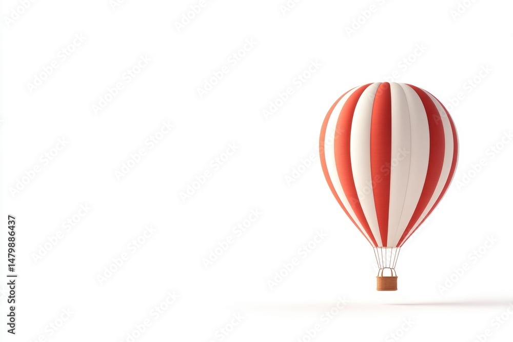 Obraz premium Colorful hot air balloon flying up high on white background