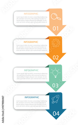 4 Steps Infographics Design Template - Graph, Pie chart, workflow layout, squire diagram, brochure, report, presentation, web design Editable Vector	