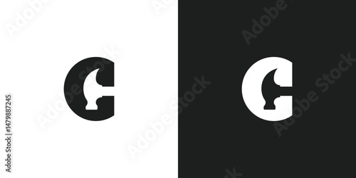 Letter C Hammer for Construction Logo Design