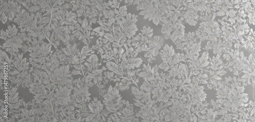 Intricate silver lace leaf wallpaper  Delicate, seamless pattern with elegant texture ,  shine,  shimmer