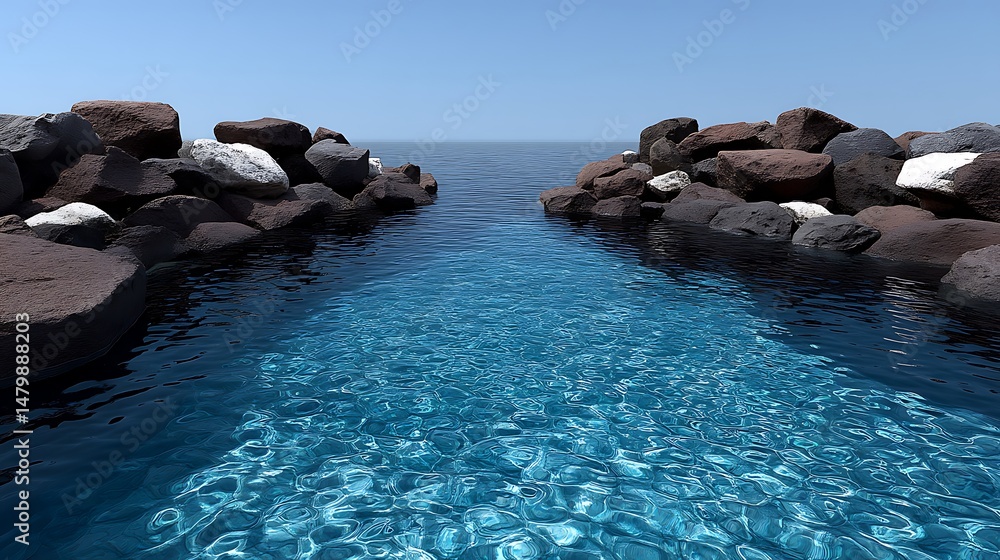 Fototapeta premium Aegean Sea Inlet Tranquil Rocks Crystal Water.