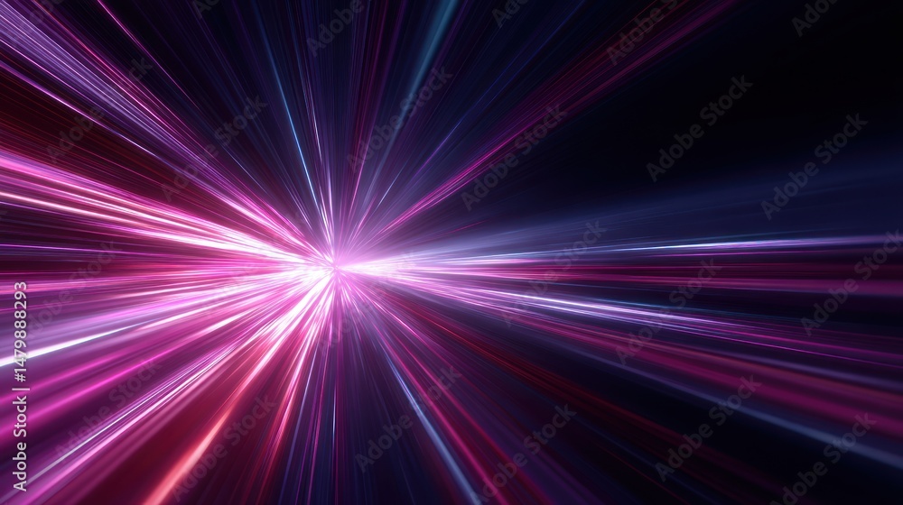 Obraz premium Abstract Light Speed: A Burst of Neon Purple and Pink Rays