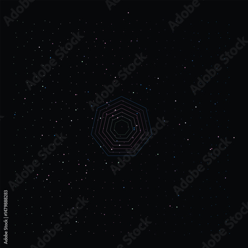 Cosmic Cube Geometry Glowing in the Starry Night Sky
