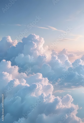 Dreamy pastel blue abstract background  Soft, blurred cloudscape, gentle gradients ,  tranquil,  shades,  fluffy