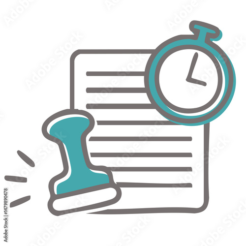 タイムスタンプの手書きのおしゃれなアイコンイラスト