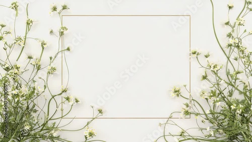 flowers frame bloom spring wedding copy space white background video motion
