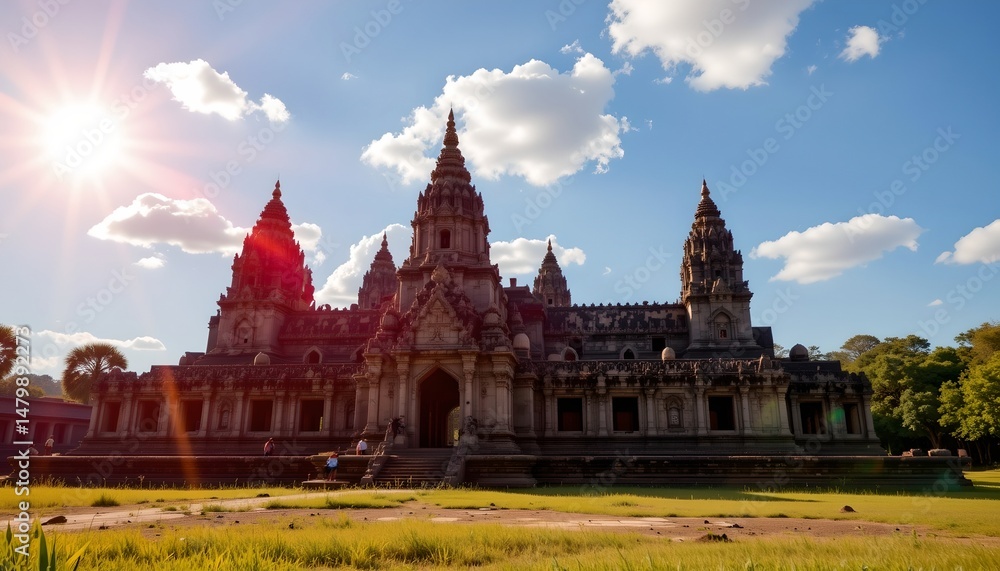 Fototapeta premium an expansive view of a majestic khmer style temple complex in cambodia