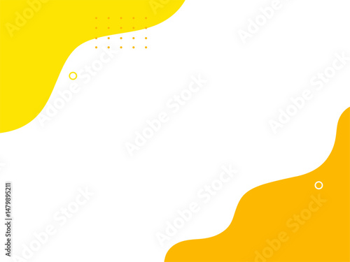 オレンジと黄色の流体シェイプの背景イラスト素材　flat hand drawn fluid blue shapes background.Cute abstract shapes.Vector loose frame.