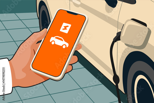 recharging electric cars illustration pastel color design vector art