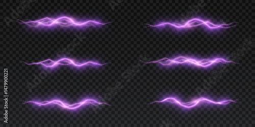 молния кистьA set of horizontal glowing purple electrical lightning bolts with energy distortion and flickering effect. Perfect for game UI, sci-fi weapons, power surges, spells and attack animations.