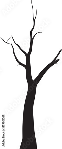 A black vector silhouette of a tree with branches illustrates nature's woody art