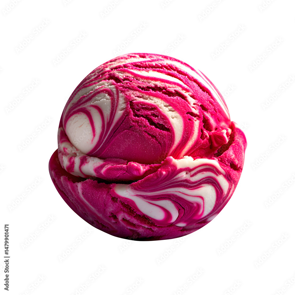 Fototapeta premium Raspberry swirl ice cream, isolated on transparent background