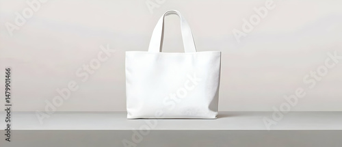 Blank White Tote Bag Mockup On Shelf