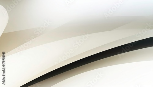 Abstract Curvilinear Waves in Soft White and Gray Tones with Subtle Light Reflections