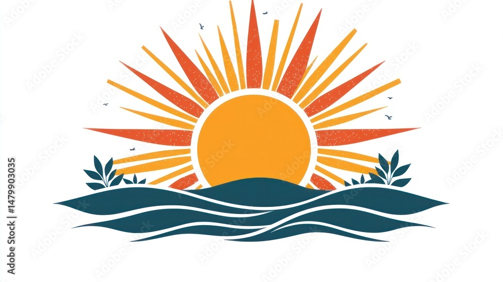 Summer Sunrise Ocean Waves: A Vibrant Illustration of Coastal Serenity Summer Sunrise Ocean Waves: A Vibrant Illustration of Coastal Serenity