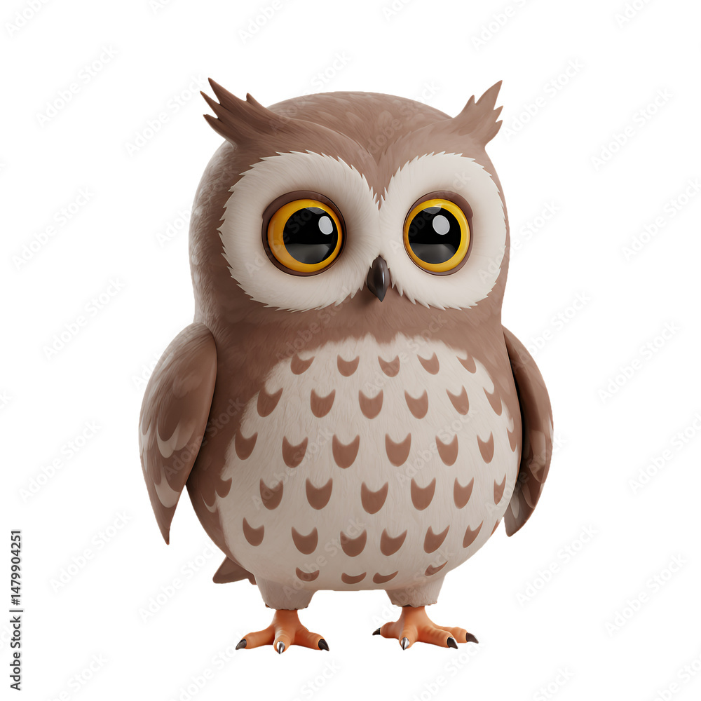 Adorable 3D Render of a Cute Brown Owl with Big Eyes Perfect for Children's Book Illustrations or Cartoon Characters Adorable 3D Render of a Cute Brown Owl with Big Eyes Perfect for Children's Book Illustrations or Cartoon Characters