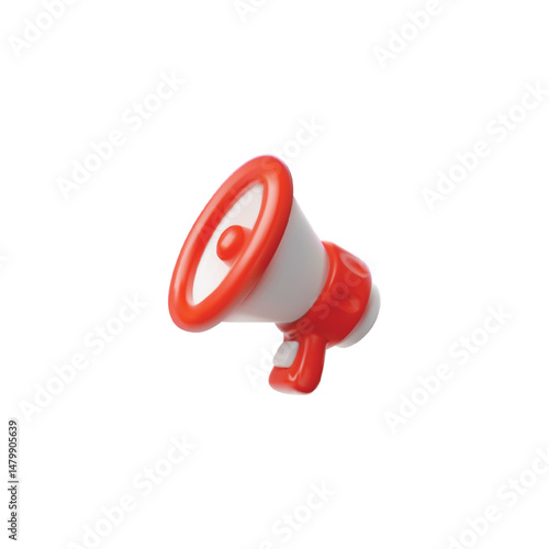 3D plastic megaphone red and white color vector illustration.
