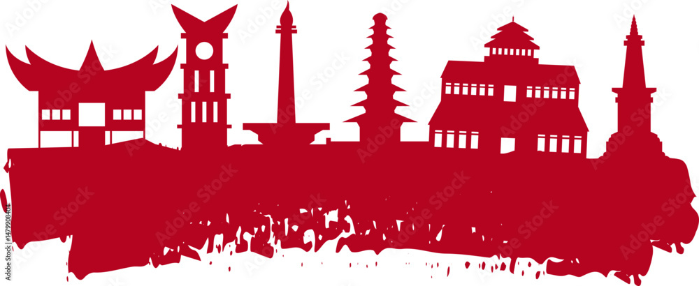 Obraz premium Indonesian Building Monuments Silhouette
