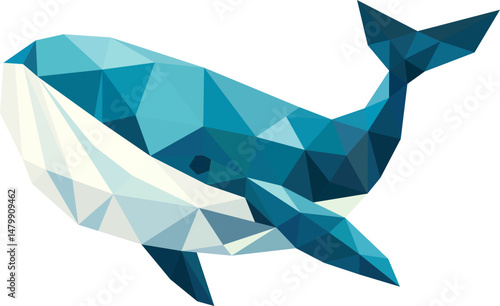 simple blue polygon whale illustration
