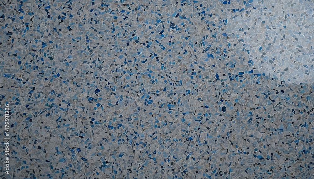 Obraz premium Detailed Close-up of Blue and Gray Terrazzo Texture - Polished, Modern Stone Surface with Small Chips and Elegant Aesthetics. 