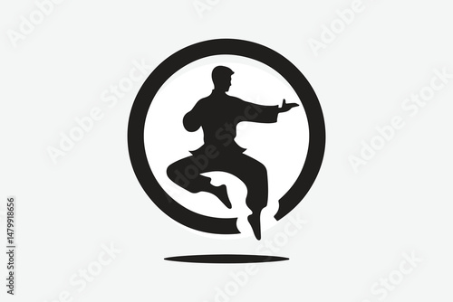 black silhouette of Kungfu poses
