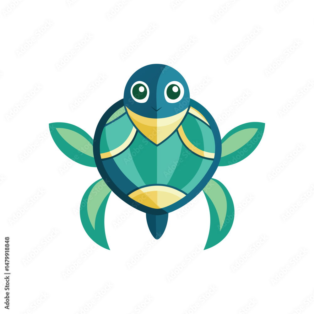 Flat and Minimal Sea Turtle logo vector illustration isolated on white background Flat and Minimal Sea Turtle logo vector illustration isolated on white background