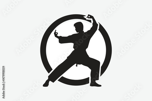 black silhouette of Kungfu poses
