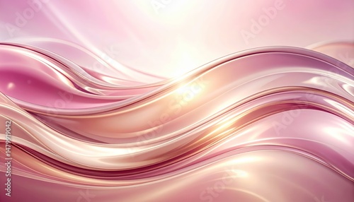 Graceful Flowing Waves in Soft Lavender and Gold Tones with Subtle Reflections