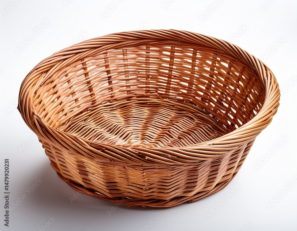 Fototapeta premium empty wicker basket isolated on white background perfect for graphic design projects
