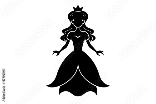 princess silhouette vector, girl in a wedding dress silhouette vector