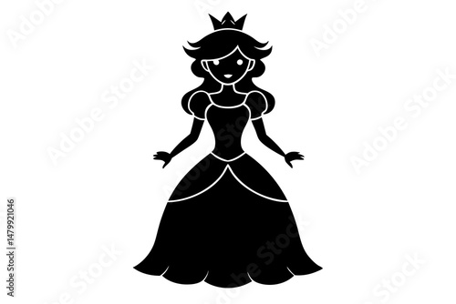 princess silhouette vector, girl in a wedding dress silhouette vector