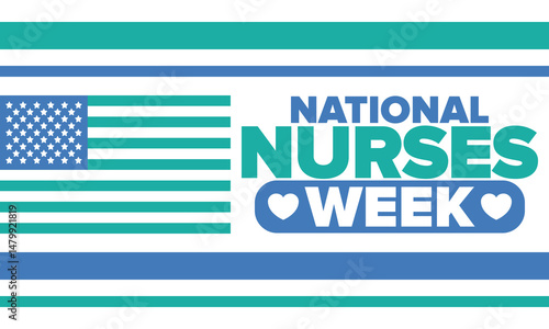 National Nurses Week. Thank you nurses. Medical and health care concept. Fighters against viruses and diseases. In honour of the doctors. Celebrated annual in United States. Vector illustration poster
