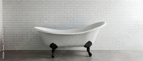 White Clawfoot Bathtub In Grey Bathroom