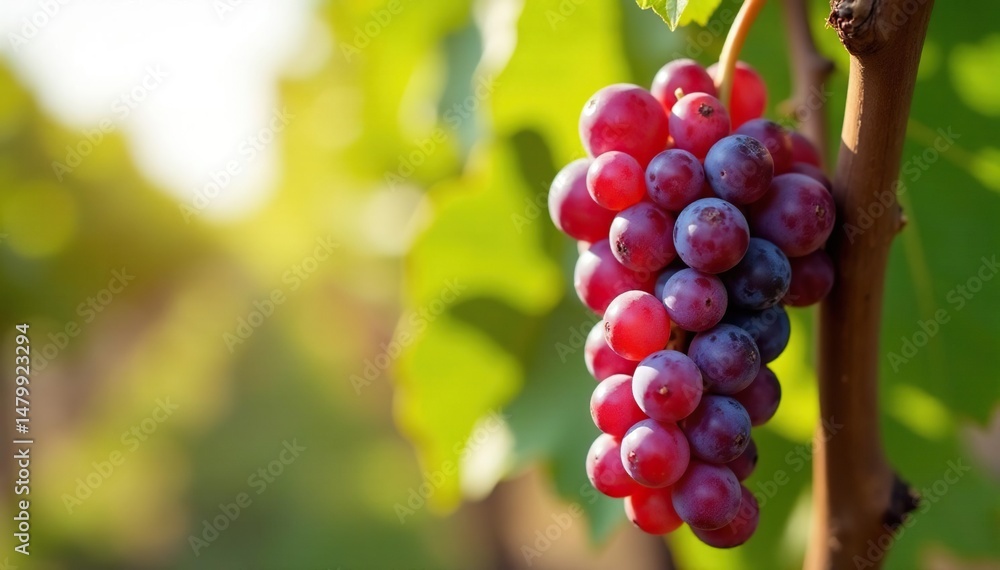Close-up of ripe Bordeaux grapes on the vine, sun-drenched and ready for harvest , plump, deep red Close-up of ripe Bordeaux grapes on the vine, sun-drenched and ready for harvest , plump, deep red