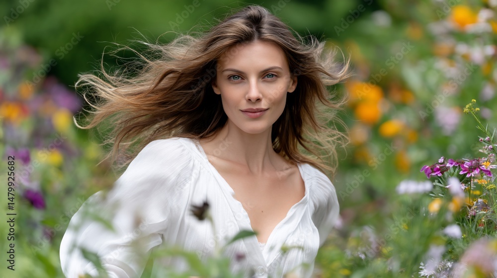 Woman in a field of flowers Woman in a field of flowers