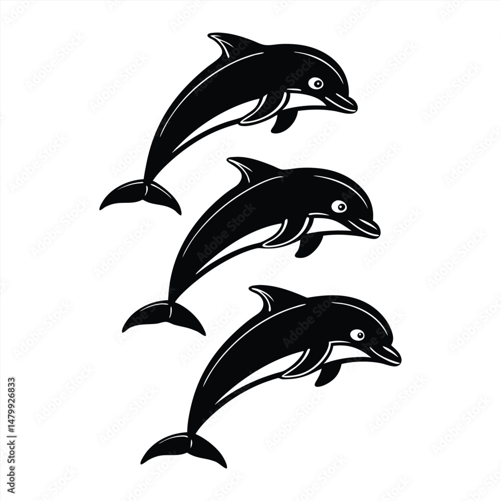 Fototapeta premium Dolphin black vector design