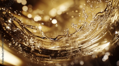 Wallpaper Mural Amber liquid swirling, creating dynamic splashes and bokeh effects Torontodigital.ca