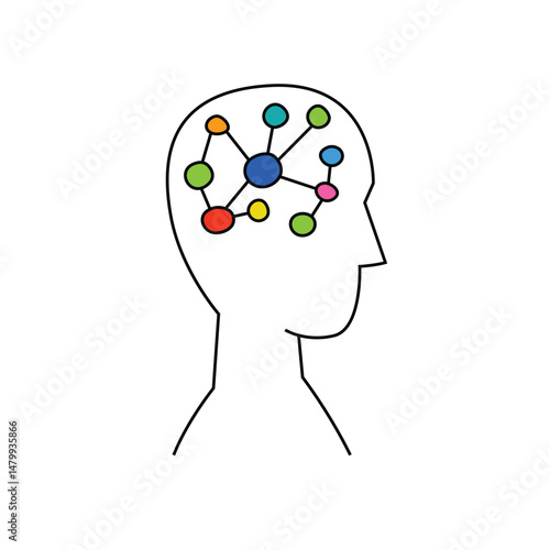 Photography Human head icon, pictogram with molecules inside,