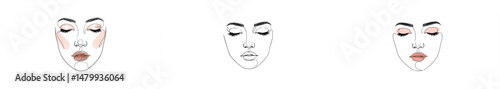 Female Face Chart for Makeup and Beauty Tutorials | Outlined Illustration of Woman’s Face for Cosmetic Guidance and Skin Care