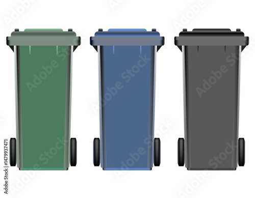 Garbage sorting bins. Recycling, garbage collection, separation and recycling.