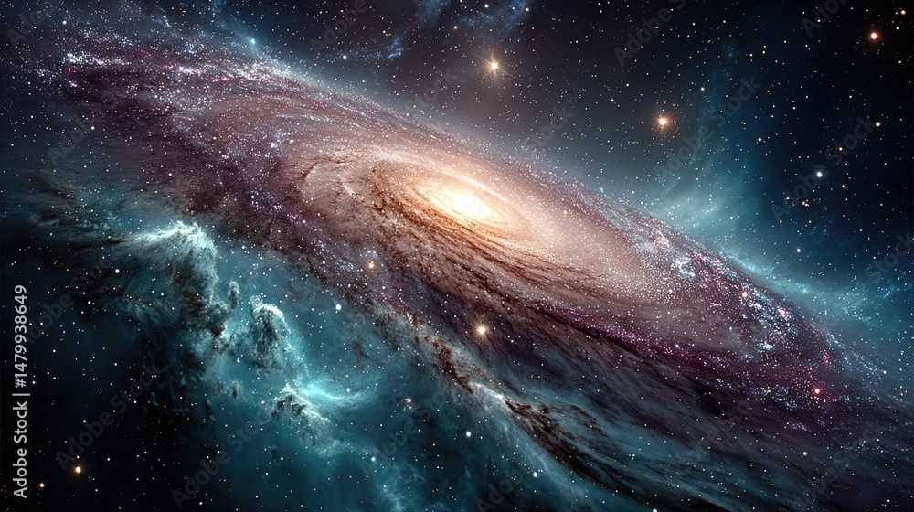 Fototapeta premium Exploring the deep space galaxy vivid nebulae cosmic wonders astounding views infinite universe