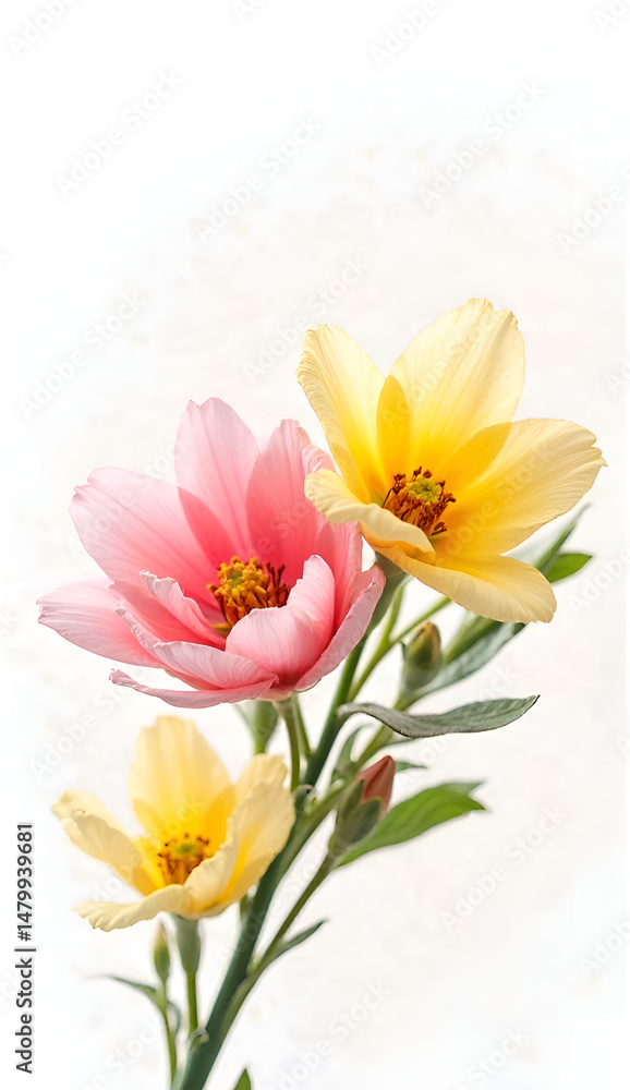 Naklejka premium yellow and pink flower