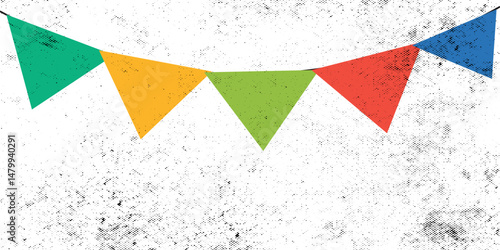 Colorful triangle party flags background, decoration element, Vector illustration, Abstract, Isolated on white background