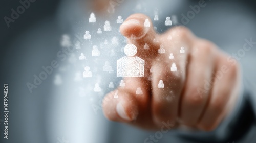 Wallpaper Mural A person touching a fingerprinted icon signifying the importance of clarity and communication in digital interactions Torontodigital.ca