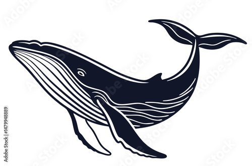 Elegant Humpback Whale Silhouette in Underwater Motion