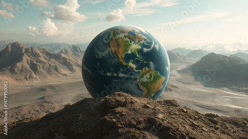 Realistic Planet Earth in outer space.