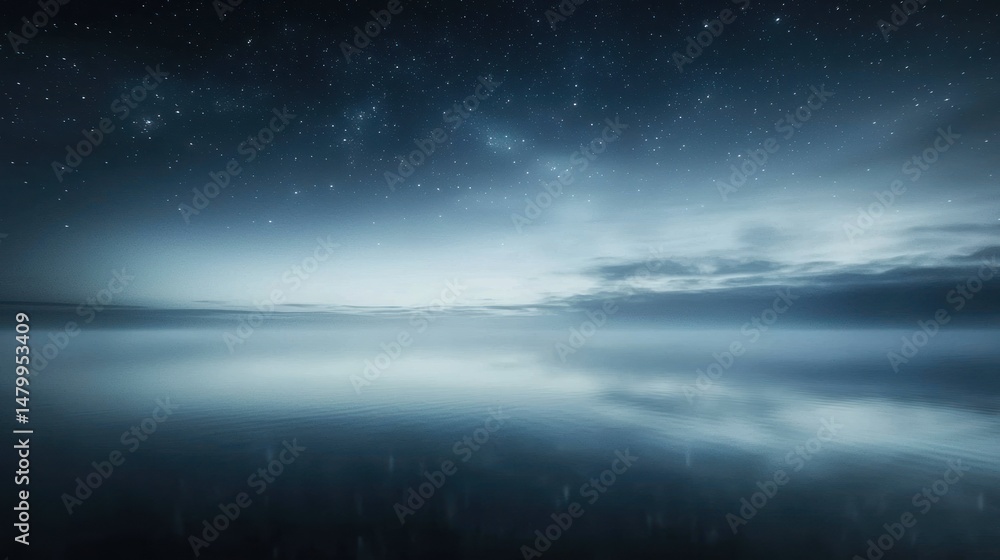 Fototapeta premium Misty night landscape reflection