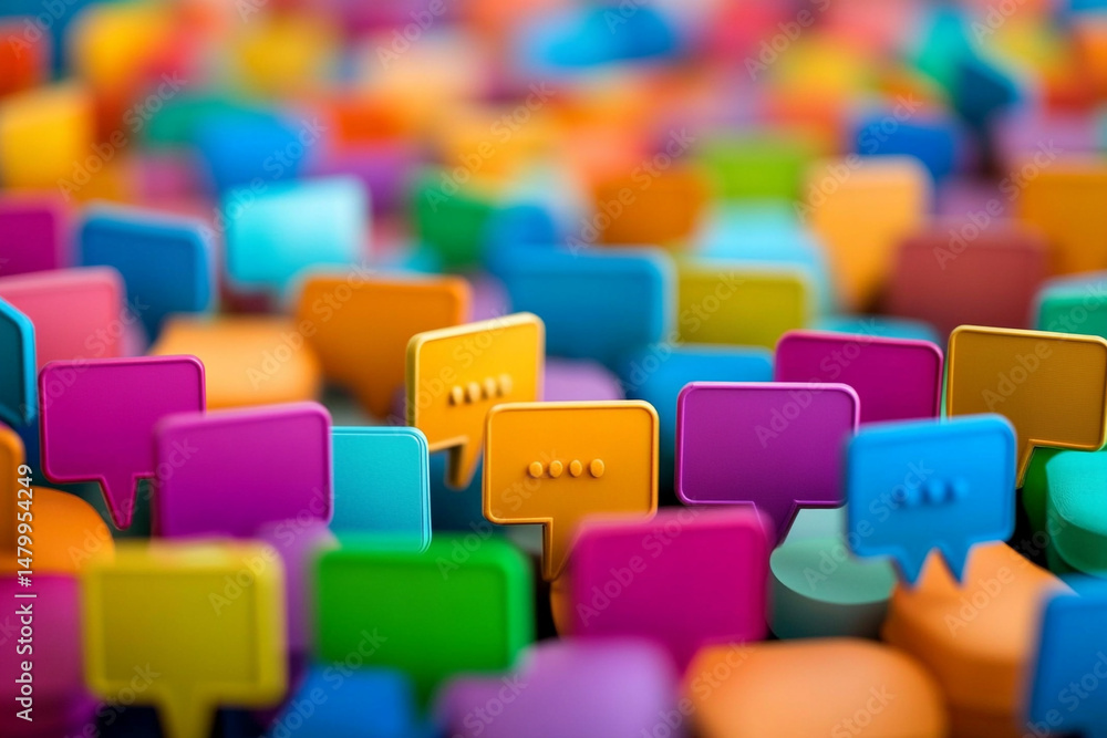 Obraz premium Colorful speech bubbles represent communication and conversation a vibrant array of messages