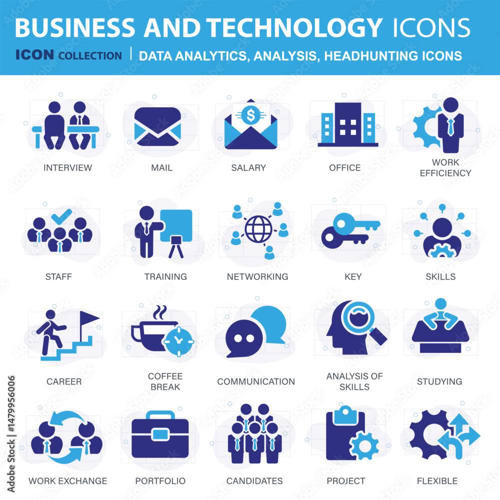 Headhunting icon set. Recruitment icon. Analytics icon set. Containing data analytics, graph visualization, dashboard metrics, report, financial, seo analytics, Job Interview, Career Path, Resume Headhunting icon set. Recruitment icon. Analytics icon set. Containing data analytics, graph visualization, dashboard metrics, report, financial, seo analytics, Job Interview, Career Path, Resume