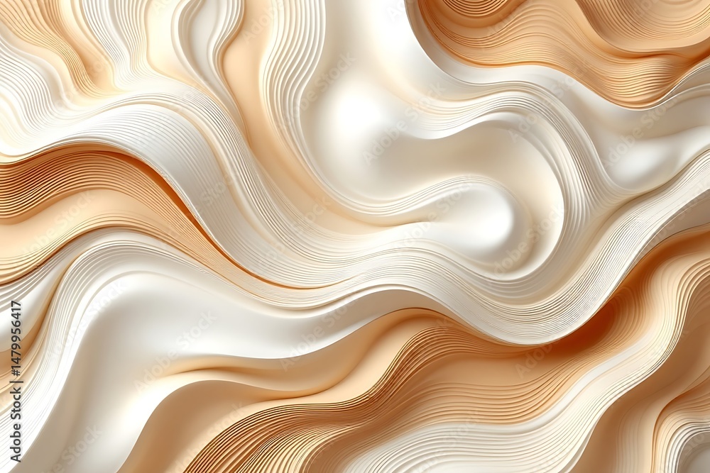 Soft Cream and Gold Swirling Abstract Background